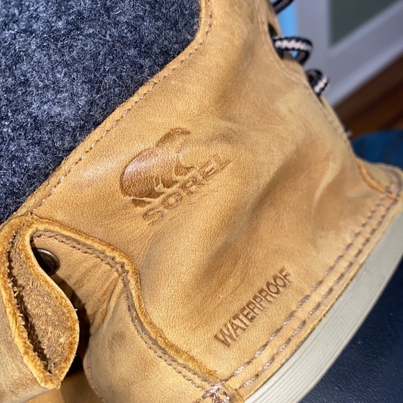 Sorel boots size 7 rubber waterproof quilted felt tan leather - Picture 6 of 6